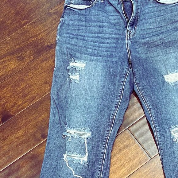 Studio Blue Distressed Girlfriend Boyfriend Baggy High Waisted Jeans 30 - Picture 3 of 9